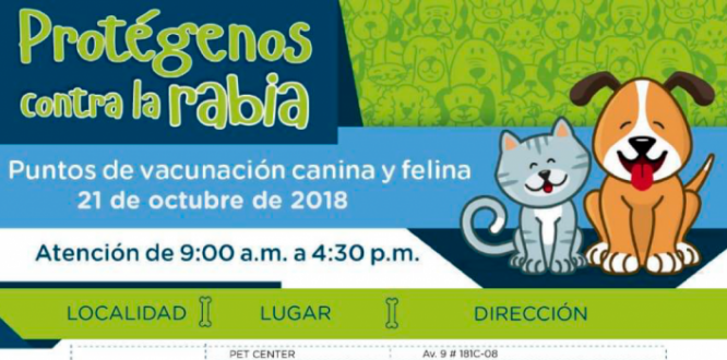Octubre 21: jornada de vacunación canina y felina Octubre 21: jornada de vacunación canina y felina