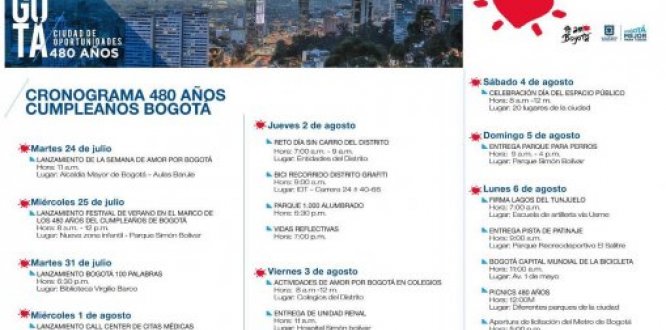 Con actividades y grandes ‘regalos’, Alcaldía Peñalosa le dirá ¡feliz cumpleaños 480 Bogotá! Con actividades y grandes ‘regalos’, Alcaldía Peñalosa le dirá ¡feliz cumpleaños 480 Bogotá!