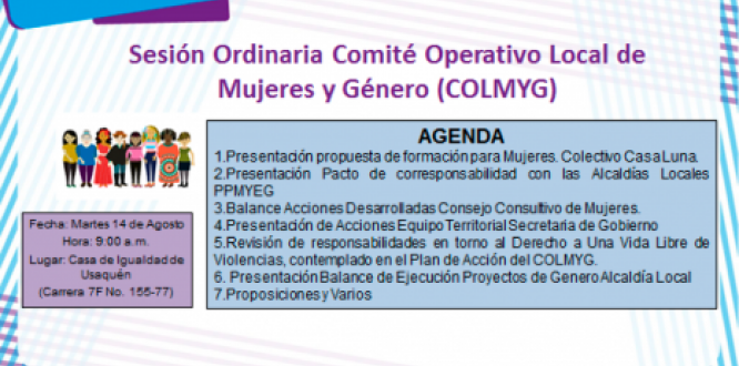 Martes 14: Comité Operativo Local de Mujeres y Género Martes 14: Comité Operativo Local de Mujeres y Género
